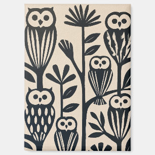 Modern Linocut Mushroom Art Print Magnet