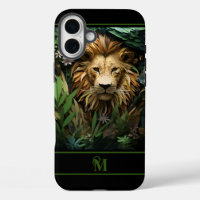 Modern Lion in the Jungle Monogramed Initial 