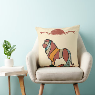 Modern Lion Wildlife Decorative Art Throw Pillow