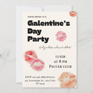 Modern Lip Kiss Galentine’s Day Party Invitation -