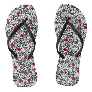 Modern Lipstick Lips B&W Pattern Flip Flops