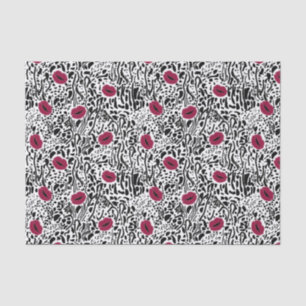 Modern Lipstick Lips B&W Pattern Tissue Paper