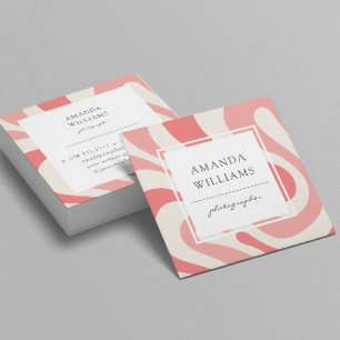 Modern Liquid Abstract Soft Coral Square Business Card