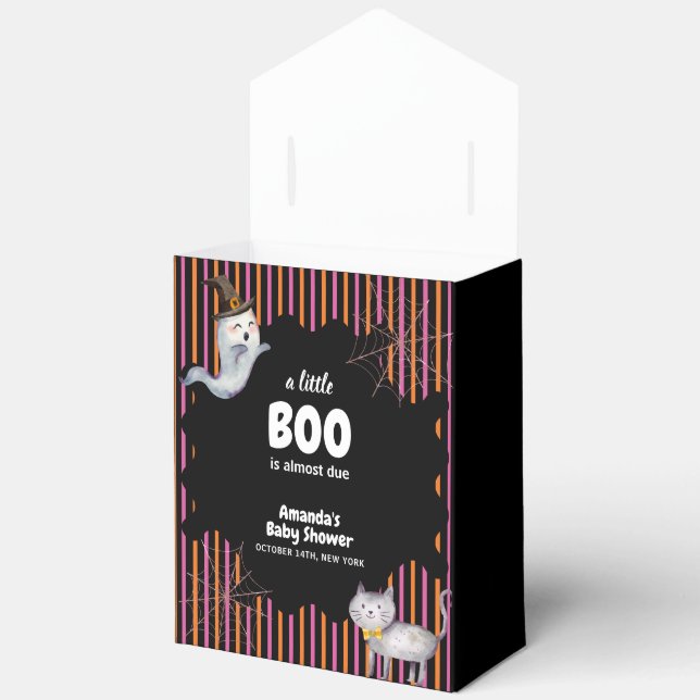 Modern Little Boo Ghost Cat Baby Shower  Favor Box (Open)
