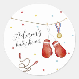 Modern Little Champion Boxing Sport Baby Shower Classic Round Sticker