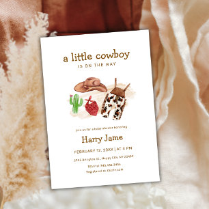 Modern Little Cowboy Western Cactus Baby Shower Invitation