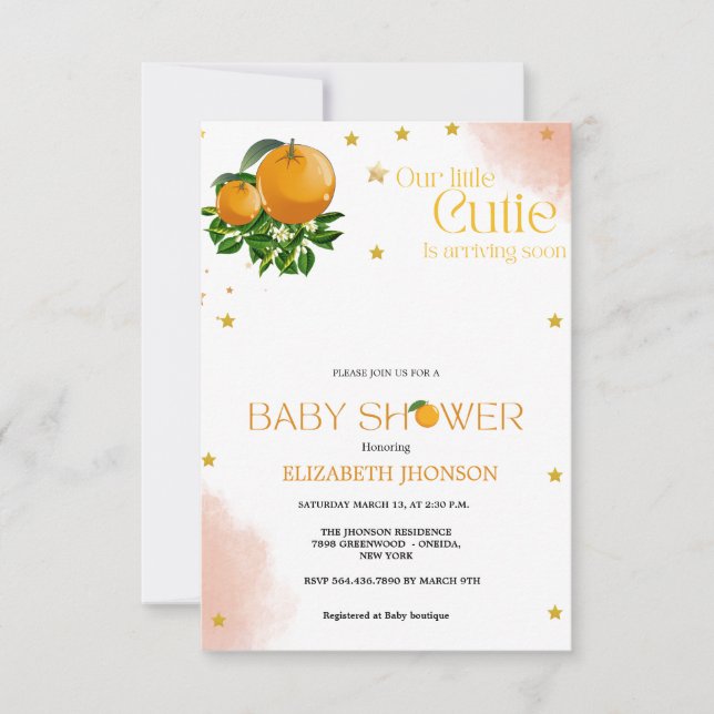 Modern Little cutie on the way neutral baby shower Invitation (Front)