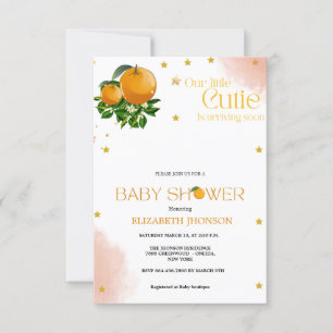 Modern Little cutie on the way neutral baby shower Invitation