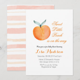 Modern Little Peach is on the way Baby Shower Invitation