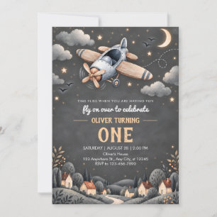 Modern Little Pilot First Birthday Invitation
