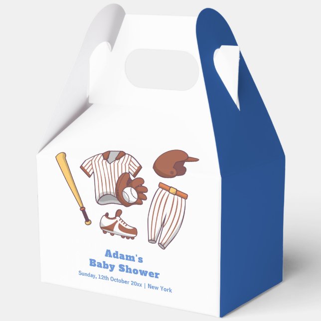 Modern Little Slugger Baseball Boy Baby Shower  Favor Box (Front)