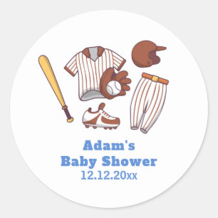 Modern Little Slugger Baseball Sport Baby Shower  Classic Round Sticker