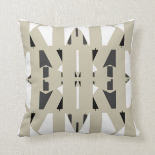 Modern Living on Beige/White/Gray/Black Throw Pillow