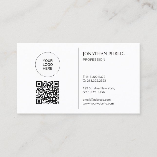 Modern Logo And QR Code Template Connect With Us Business Card (Front)