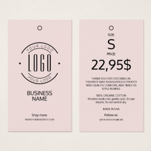 Modern logo blush pink clothing label hang tag 