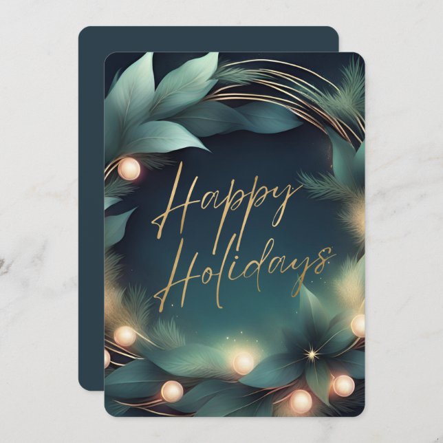 Modern Logo Corporate Business Holiday Card (Front/Back)