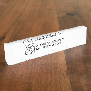 Modern Logo   Custom Employee Manager Branding Nameplate