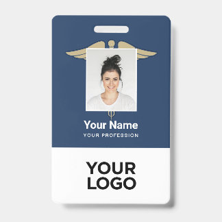 Modern Logo Employee Doctor Nurse Photo Name ID Badge