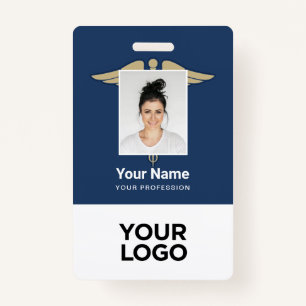 Modern Logo Employee Doctor Nurse Photo Name ID Badge