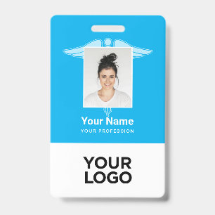Modern Logo Employee Doctor Nurse Photo Name ID Badge