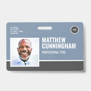 Modern Logo Employee Photo Name Barcode Horizontal Badge