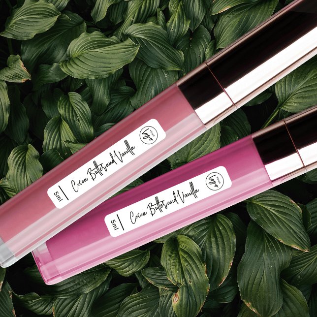 Modern Logo Lip Balm Tube Makeup Product Skinny (Minimalist lip product label with space for your logo and product scent name)