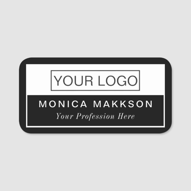 Modern logo, name and title classy name tag (Front)