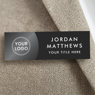 Modern logo, name and title dark gradient black  tag