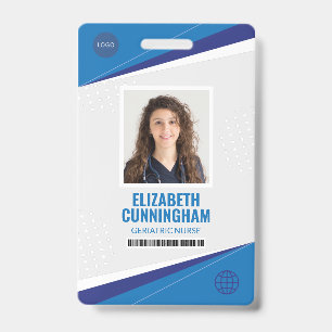 Modern Logo Nurse Doctor Name Barcode Badge