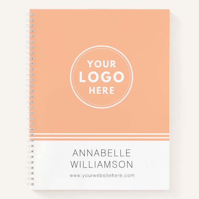 Modern logo peach business promotional notebook (Front)