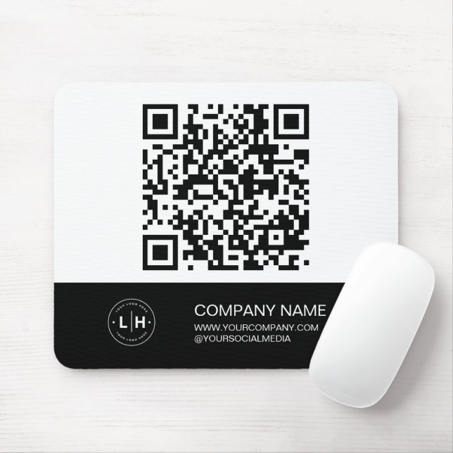 Modern Logo Personalized Black and White Mouse Pad (With Mouse)