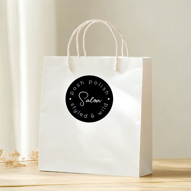 Modern logo personalized business hair salon classic round sticker (Creator Uploaded)