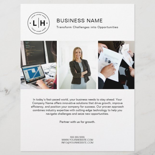 Modern Logo Photo Corporate White Business Flyer (Front)
