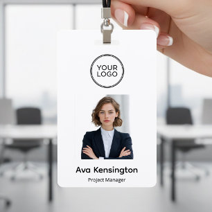 Modern Logo & Photo   Custom Employee Name Badge
