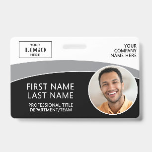 Modern Logo Photo ID Barcode Employee Name Badge