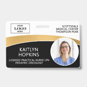Modern Logo Photo ID Barcode Employee Name Badge
