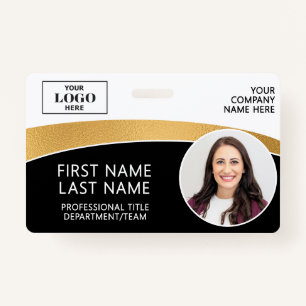 Modern Logo Photo ID Barcode Employee Name Badge