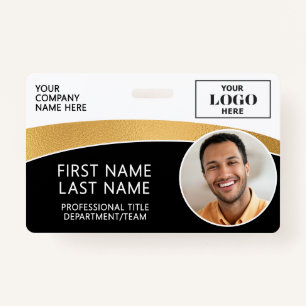 Modern Logo Photo ID Barcode Employee Name Badge