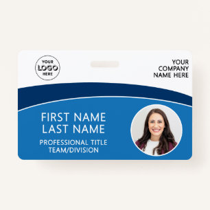 Modern Logo Photo ID Barcode Employee Name Badge
