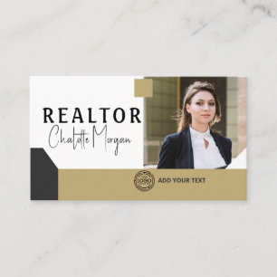 Modern Logo Photo Realtor Broker Real Estate Agent Business Card