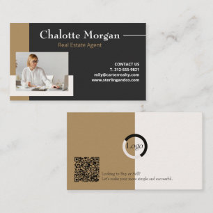 Modern Logo Photo Realtor Broker Real Estate Agent Business Card