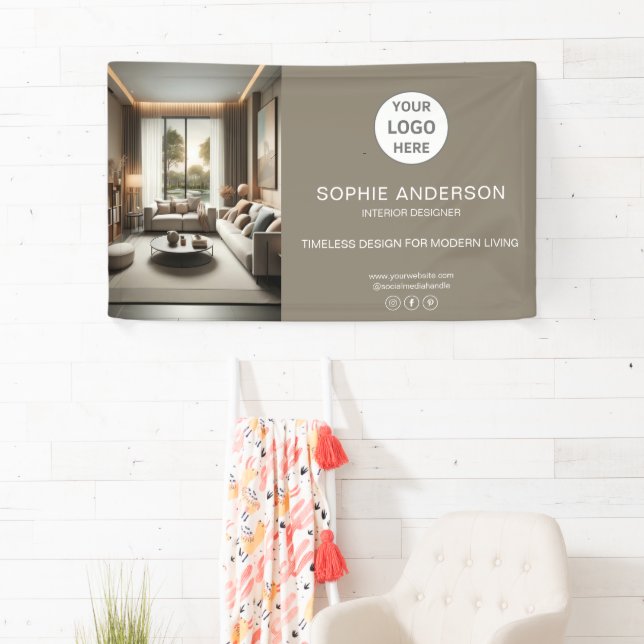 Modern Logo Photo Taupe Professional Business Banner (Insitu)