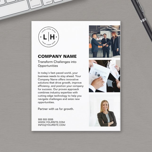 Modern Logo Photo White Professional Business Flyer (Modern Logo Photo White Professional Business Flyer)