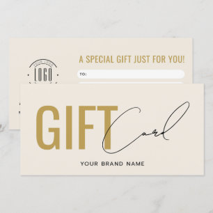 Modern logo professional beige gold gift card
