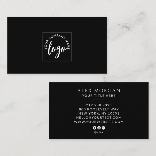 Modern Logo Professional Black Business Card (Front/Back)