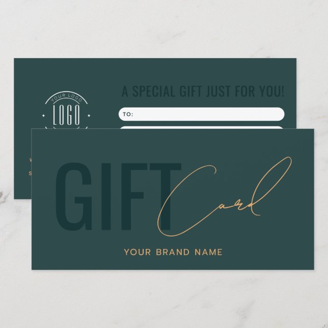 Modern logo professional green gift card (Front/Back)