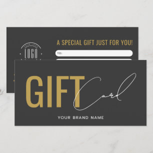 Modern logo professional grey gold gift card