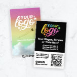 Modern Logo QR Code Black White Rainbow Photo Flyer<br><div class="desc">Modern QR Code Flyer to wow customers! Half-letter paper size, quality full-colour & double-sided print, available to customize with your logo, text, photo, social media icons & your own QR Code! Use your custom QR CODE to get your customers to connect with your socials, "scan & pay", price/menu displays -...</div>