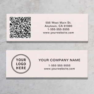 Modern Logo QR Code Pink Mini Business Card