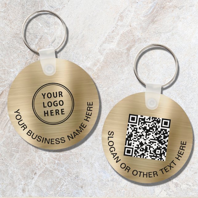 Modern Logo QR Code Promotional Gold Keychain (Creator Uploaded)